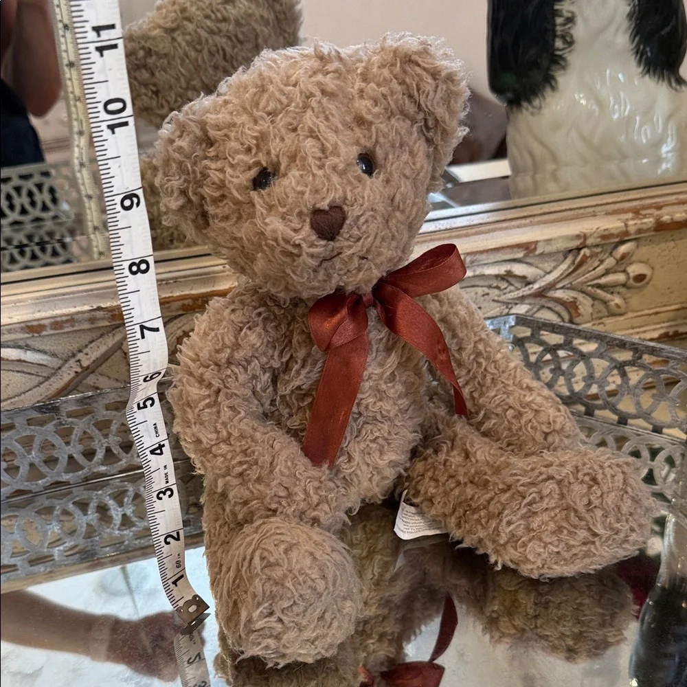 Restoration Hardware Curly Teddy Bear with Satin Bow